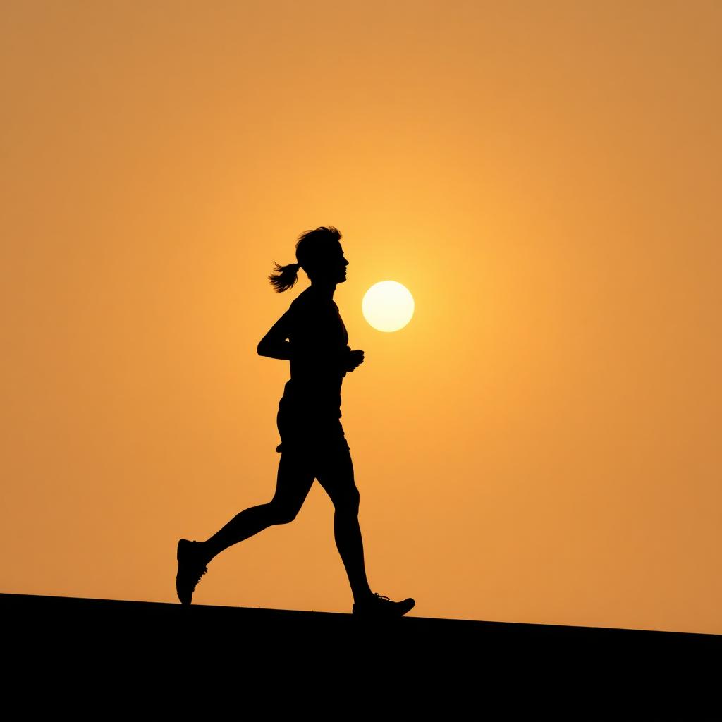 Silhouette d'un coureur au lever du soleil